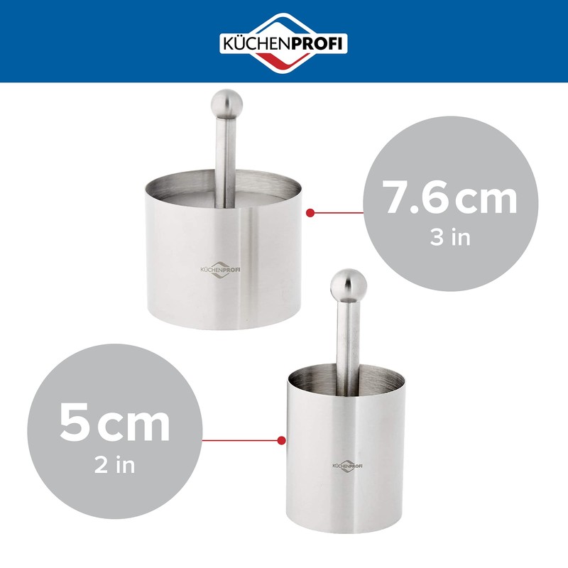 Küchenprofi Stainless Steel 6-Piece Forming Rings with Tamper/Pushers, Silver