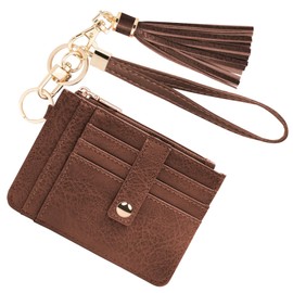 KNGITRYI Small Wristlet Wallets for Women RFID Credit Card Holder Wallet Keychain Wristlet Wallet Credit Card Wallets for Women (Chocolate Brown)