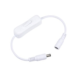 sourcing map DC 12V Inline Rocker On/Off Switch with 5.5 x 2.1mm DC Jack Male to Female Power Cable for LED Strip Light CCTV Camera White