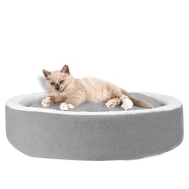 BYPET Soft Round Pet Bed for Cats and Small Dogs, 50 cm, Cuddly Polar Material, Dog Bed, Washable Fluffy Cat Bed, Cat Sleeping Place for Cats, Small, Medium Dogs (Grey)