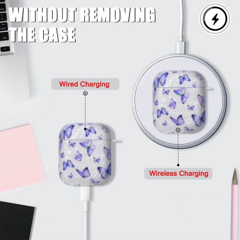 CameCosy Compatible for AirPods 1st&2nd Generation Case with Cute Keychain,