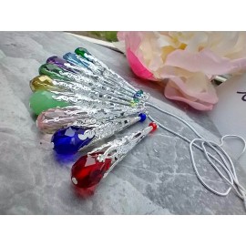 Bad Apple Designs Elegant Red Crystal Teardrop Pendant Silver Necklace 18"