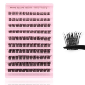 Kiusatig Cluster Lashes 120PCS Individual Lashes Individual Cluster Eyelashes DIY Lashes Fluffy Wispy Lashes Natural Look Lash Extensions False Eyelashes Eyelash Extensions Mix 8-16mm C D Curl