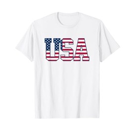 USA Patriotic American Flag US T-Shirt, White