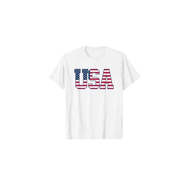 USA Patriotic American Flag US T-Shirt, White