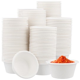 MUKLEI 300 Pack 2 oz Paper Souffle Cups, Compostable Portion Cups Paper Dipping Sauce Cups Sample Cup for Sauces, Jams, Honey