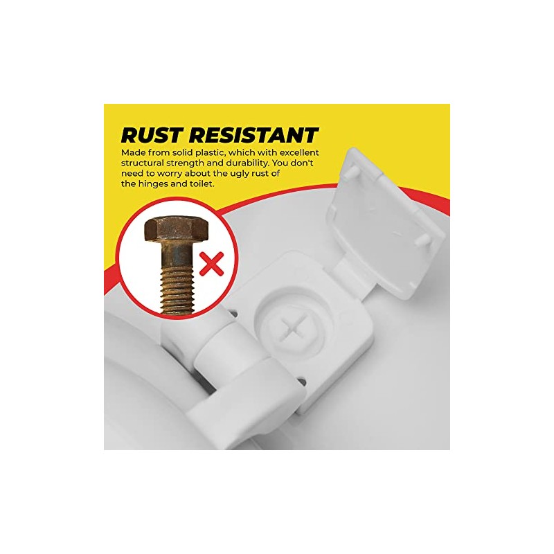 White Plastic Toilet Seat Hinge Replacement with Bolts Screw and