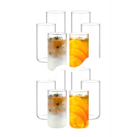 21.3 oz Round R-angle, high boron silicate glass, multi-functional glass cup, 12-piece set, BPA-free, safe. (round-12pcs)