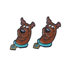 Classic Scooby Cartoon Doo Face Metal Enamel Stud Earrings