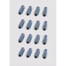 16 Pack 1/4-28 X 7/8" Long Fine Thread Hex Coupling Nut with Zinc Plate