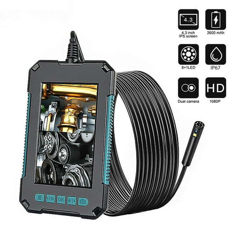 4.3in Industrial Endoscope Dual Lens 1080P 8mm Handheld Inspection Camera