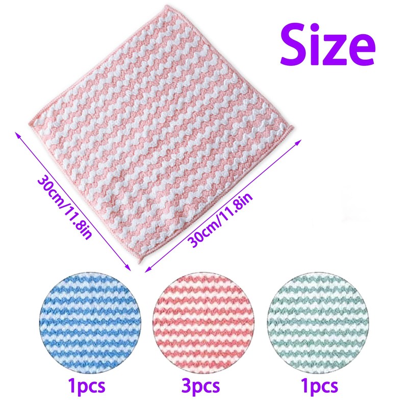 5-Pack Microfiber Cleaning Cloths, Reusable & Washable, Absorbent & Streak-Free,