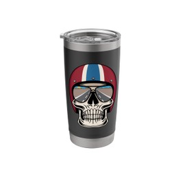 Retro Skull with Motorcycle Helmet and Sunglasses Design Stainless Steel Insulated Tumbler