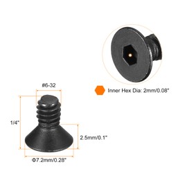QUARKZMAN #6-32x1/4 Inch Flat Head Socket Cap Screws 10.9 Degree Carbon Steel Hexagonal Socket Countersunk Flat Head Screw Bolts Fasteners Full Thread Black Oxide Pack of 20