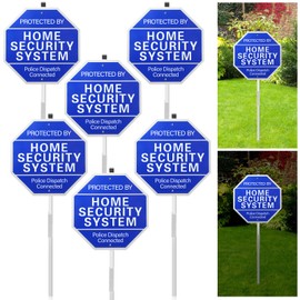 Teenyyou Protected by Home Security System Signs for Yard with Stake and Stickers 10" x 28" Aluminum Heavy Duty Police Dispatch Connected Warning Sign UV Protected for Garden Yard Outdoor