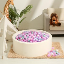 Realhaha Plastic Ball Pit Balls Stars, 3.15 in- Star & 2.36 in- Ball for Babies Kids Playpen Pool Puppy Playballs, 100pcs,Purple