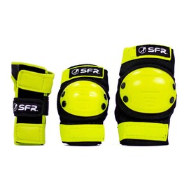 SFR Unisex, Youth Youth Ramp Triple Pad Set Knee Pads, Black/Lime Green (Multicolor), S