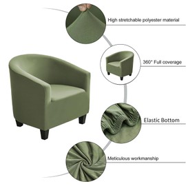 NILUOH Club Chair Slipcover Stretch Tub Chair Cover Barrel Chair Covers Armchair Covers Sofa Cover Furniture Protector for Living Room (04)