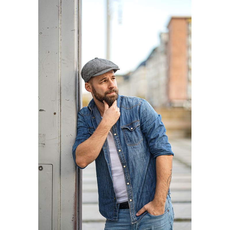 WEROR WEROR-324.1 Men's Flat Cap, gray