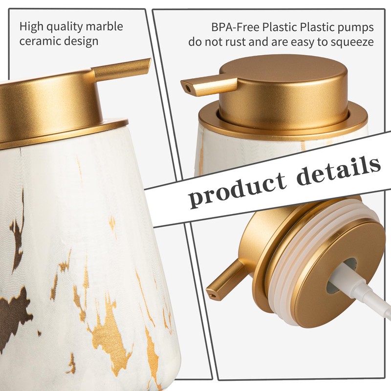 Enra Ceramic Gold Foaming Soap Dispenser,12 oz Marble Foam soap