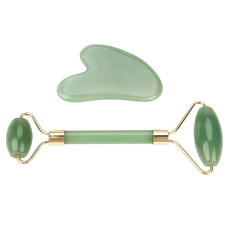 Natural Double Head Green Aventurine Jade Stone Roller & Scrapping