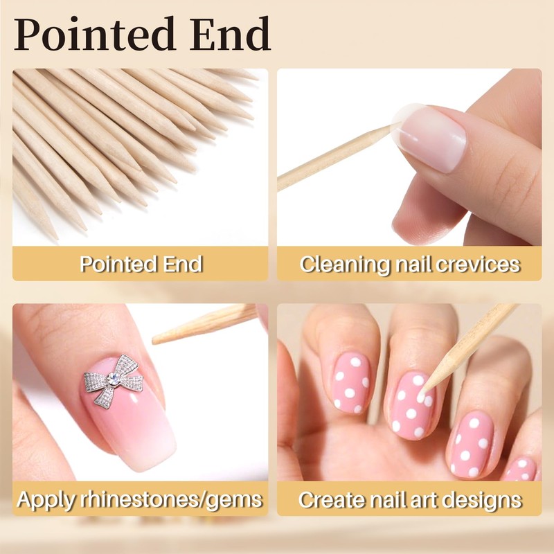 RAQEHO 500PCS Orange Sticks for Nails - Double Sided Wooden