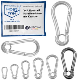 1 x Carabiner Hook Large 10 mm Strong Carabiner Stainless Steel Hook Key Ring with Eye Thimble 10 x 100 mm Key Ring Hammock Swing