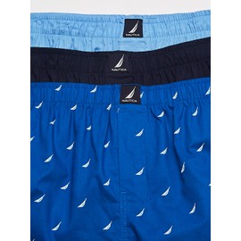 Nautica mens Cotton Woven 3 Pack Boxer Shorts, Peacoat/Dellarobbia/Sails-sea Cobalt, X-Large US
