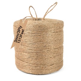 Natural Jute Twine, 3mm Twine 1313 Feet Natural Garden Twine Arts and Crafts Jute String Garden Packing Rope Packing String for Gifts, Decoration, DIY Crafts, Bundling and Recycling(400Meters)