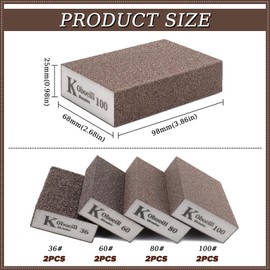 Mumjooyi 8 Stück Schleifschwämme 2X 36/60/80/100 Körnung Nass-Trocken-Wiederverwendbare Schleifblock, Schleifklötz, Handschleifer, Schleifschwamm zum Schleifen, Polieren Metall, Holz