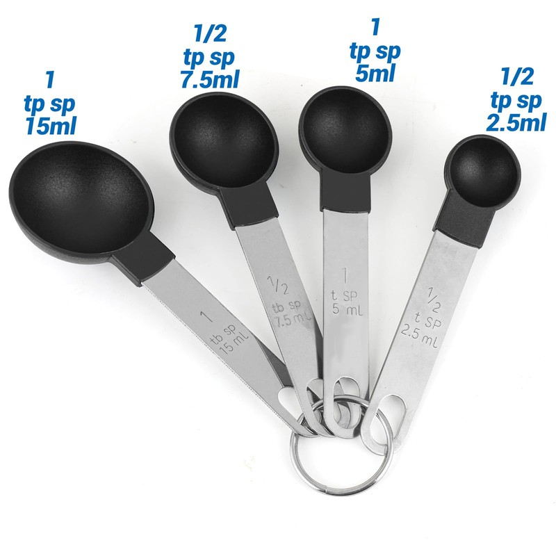 FONYA 8-Piece Black Measuring Tools - Nylon, 4 Measuring Cups