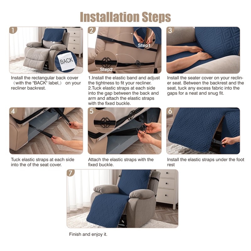 Genina Waterproof Recliner Armrest Covers - Non - Slip, Washable