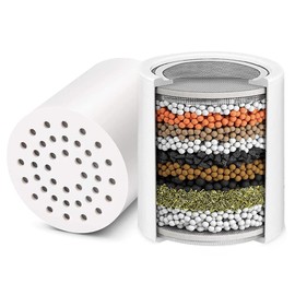 AMORIX 15 Stage Shower Filter Replacement Cartridge Reducing Chlorine Shower Water Head Filter for Hard Water Heavy Metal Impurity, Improve Skin Hair, Fit Any Similar Design Shower Water Filter