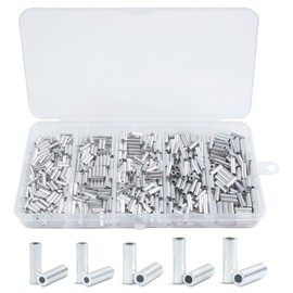 Single Crimp Sleeves Kit Aluminum Barrel Crimp Sleeves,500pcs Fishing Crimping Tool Wire Rope Connector Fishing Tackle for Leader Rigging
