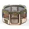 Pawer 45”×24” 8-Panel Foldable Pet Playpen, Olive+Beige, Personalize Embroidery Extra