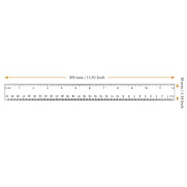 MUKCHAP 20 Pieces 12 Inch(30cm) Clear Plastic Ruler, Ruler Straight with 2 Graduations, Inches and Metric, Transparent Plastic Measuring Ruler for School, Office, Home