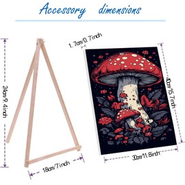 hyzsj Paint by Numbers Kit for Adults with Frame, Mushroom Paint by Numbers for Adults, Paint by Number with Easel, DIY Paint by Number Kits for Home Wall Decor（11.8x15.7inch