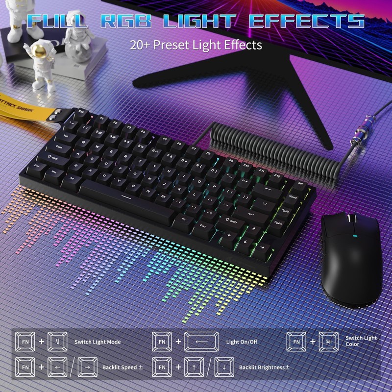 ATTACK SHARK R82HE 75% Rapid Trigger Mechanical Gaming Keyboard Wired,Hall