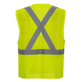 Portwest US370 Atlanta Hi Vis Mesh Safety Vest with Reflective Tape & 6 Pockets, Yellow, Large