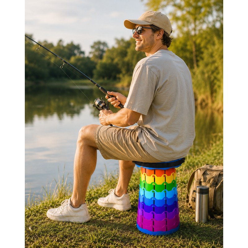 Adjustable Telescoping Folding Stool for Camping – Lightweight Portable Seat