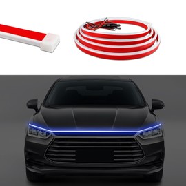 QZTYTY 59 Inch Car Hood Light Strip, Automotive Neon Accent Lights, Dynamic Car LED Strip Light, Car Exterior Accessories Flexible Waterproof Daytime Running Lights for Car Trucks (Blue, 1.5M)