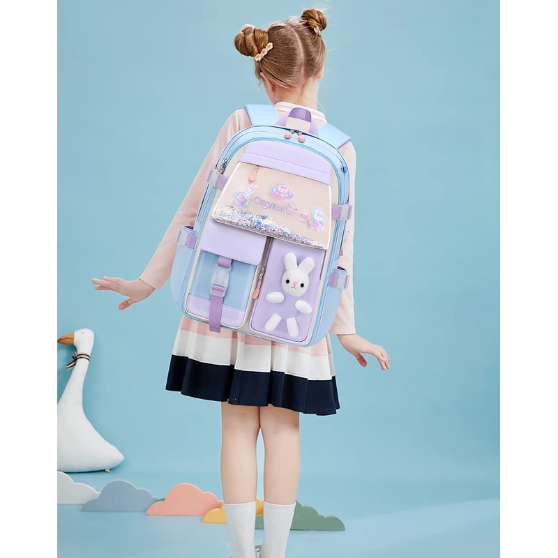 MCWTH School Backpack for Girls, Lightweight Waterproof Cute Bunny School