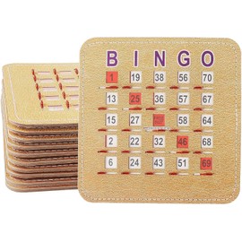 GSE Bingo Game Cards, 10-Pack Reusable Shutter Bingo Cards | 5-Ply Stitched Finger-Tip Bingo Cards with Quick-Clear Sliding Windows, for Adults Groups, Parties and Family Game Nights