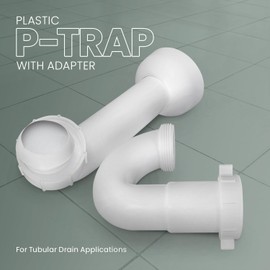 HIGHCRAFT Q34I34N Plastic P-Trap with Adapter for Tubular Drain Applications 1-1/2 Inch White
