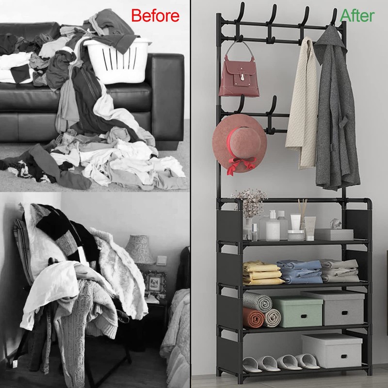 YDTREILS Hall Tree with Coat and Shoe Rack, Entryway Coat