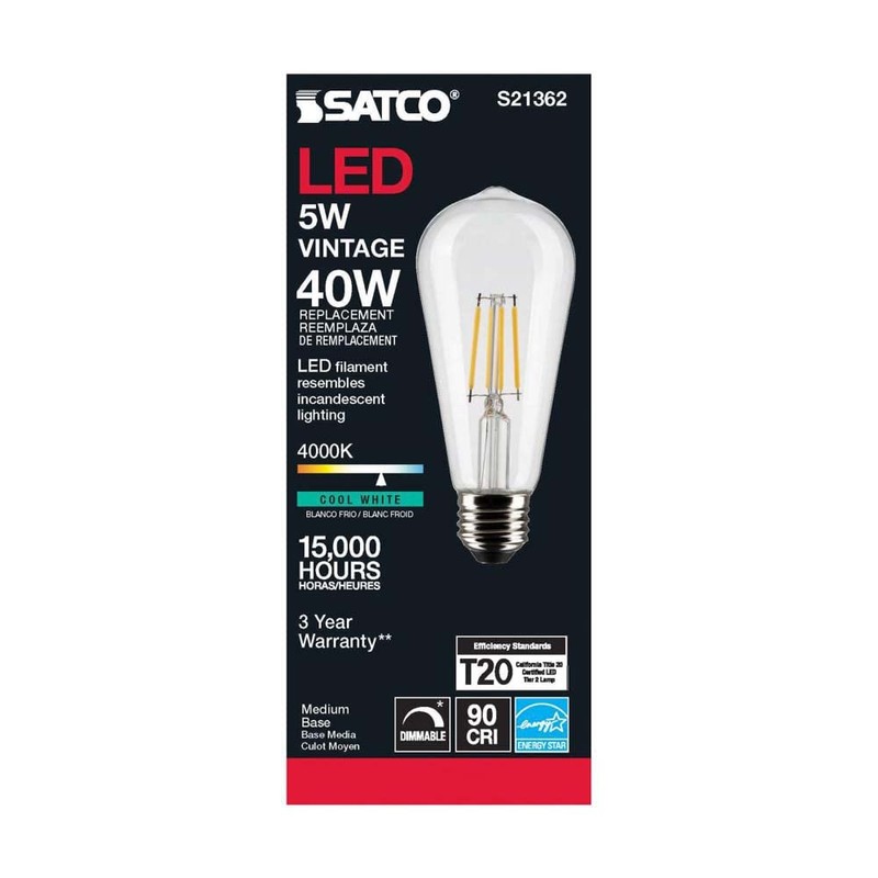 Satco S21362 5ST19/CL/LED/940/E26-6 Pack