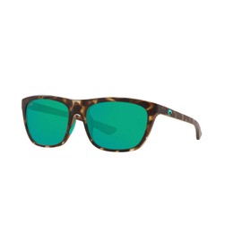 Costa Del Mar Women's Cheeca Square Sunglasses, Matte Shadow Tortoise/Green Mirrored Polarized 580P, 57 mm