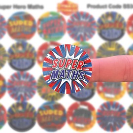 144 Superhero Maths - 30mm - Glossy Reward Stickers for Teachers & Parents