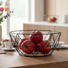levandeo Metal Basket, Copper, 26 x 12 cm Modern, Wood, MDF, Brown Bowl, Decorative Design, Table Decoration