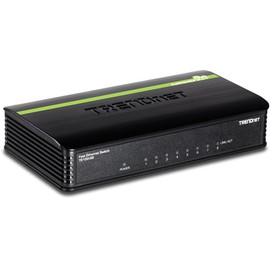 TRENDnet 8-Port Unmanaged 10/100 Mbps GREENnet Ethernet Desktop Switch, TE100-S8, 8 x 10/100 Mbps Ethernet Ports, 1.6 Gbps Switching Capacity, Plastic Housing, Network Ethernet Switch, Plug & Play Black